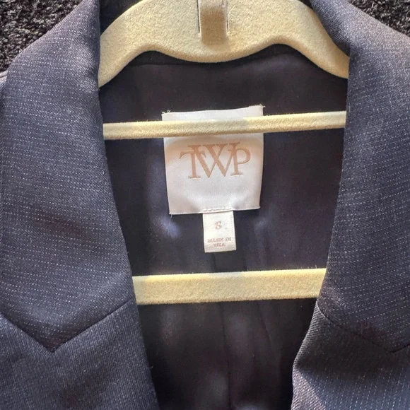TWP Mo Wool-Blend Oversized Blazer Indigo Charcoal Pinstripe Size S New w/o Tags - Picture 3 of 10